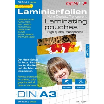 Abbildung von Genie Laminierfolien (DIN A3; 80 Micron) 50er Pack