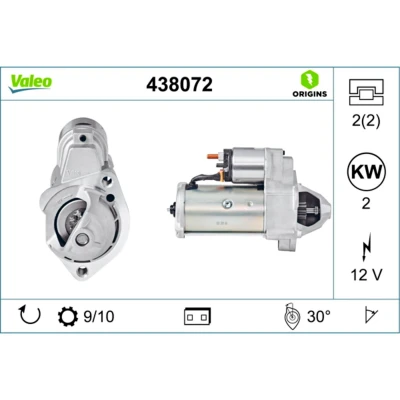 Abbildung von VALEO NEW ORIGINAL PART 438072 Anlasser 12 2 10 AUDI: A4 B6 Avant, B7 B5 VOLKSWAGEN: TRANSPORTER 4 Bus, Passat GP Estate