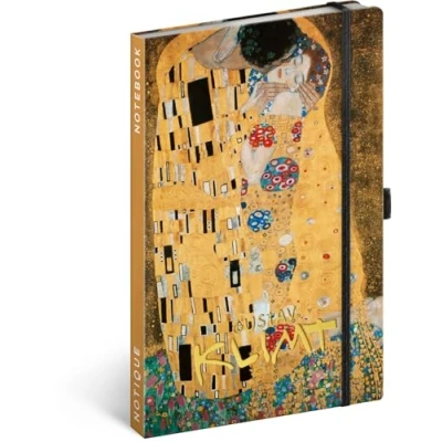 Abbildung von NOTIQUE Notizbuch Liniert mit Gummiband 13x21cm ca. A5, Designer Hardcover Notebook, Notizblock, Notizheft, Journal, Tagebuch für Erwachsene, Damen (Gustav Klimt)