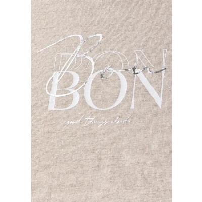 Abbildung von Street One Damen A322703 T Shirt mit Wording, Moonstone Sand, 38