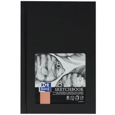 Abbildung von Oxford SKIZZENBUCH A6 Hardcover Fallgebunden Genäht 96 Blatt 100g Schwarz 5er Pack