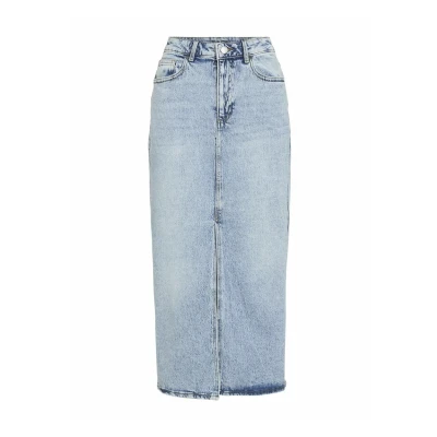 Abbildung von VILA MIDI Bleistiftrock, Damen, Größe: 34, Light blue denim