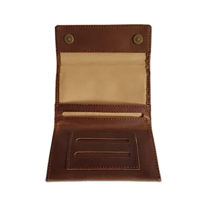 Abbildung von Indian Pearl Echtleder Tabaktasche mit extra Reißverschlußfach I Handgemachter Tabakbeutel Drehertasche Leder, Tobacco Pouch, Drehbeutel, Drehtabak Dunkelbraun/Hellbraun