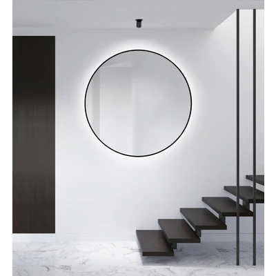 Abbildung von Talos Black OROS Spiegel rund Ø 120 cm runder Wandspiegel in schwarz Badspiegel mit hochwertigen Aluminiumrahmen Badezimmerspiegel indirekter LED Beleuchtung Lichtfarbe neutralweiß