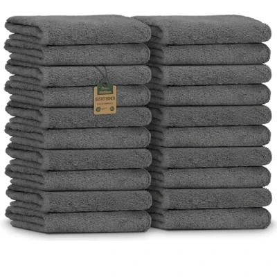 Abbildung von NatureMark 20er Spar Pack Frottier Gästetücher, 30 x 50 cm, 100% Baumwolle, Anthrazit Grau