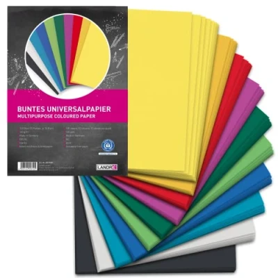 Abbildung von Landré 100 Blatt A4 buntes Ton Papier, 160g/m², DIY Material, 10 Farben