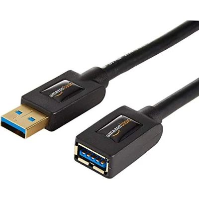 Abbildung von Amazon Basics Type A USB 2.0 3.0 Verlängerungskabel (A Stecker auf Buchse) 1.8 m, 2 Stück, Schwarz