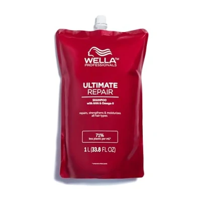 Abbildung von Wella Professionals Ultimate Repair Shampoo zur Tiefenreinigung reparierendes mit Metal Purifier Technologie gegen Schadstoffe Feuchtigkeitsshampoo luxuriösem Duft 1 L Beutel