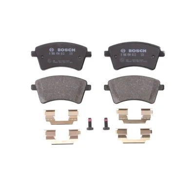 Abbildung von BOSCH 0 986 494 612 Bremsbelagsatz Low Metallic mit Montageanleitung, Anti Quietsch Blech, Schrauben RENAULT: Kangoo II Express
