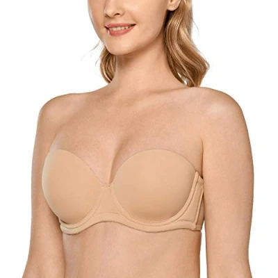 Abbildung von DELIMIRA Damen Trägerloser BH Bügel mit geformte Cups Taupe Tan 90H