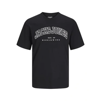 Abbildung von JACK &amp; JONES PLUS JJECALEB Varsity Tee SS O Neck NOO PLS, Schwarz,6XL