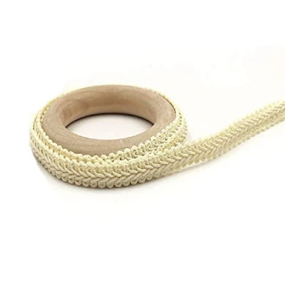 Abbildung von Yalulu 25 Meter Geflochten Zierband Borte aus Dekoband Geschenkband Spitzenborte Schnur Kordelband Nähen Handwerk Hochzeit Deko (Beige)