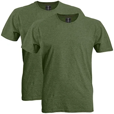 Abbildung von Gildan Herren Softstyle Baumwolle Style G64000 2er Pack T Shirt, Militärgrün (Heather Military Green), Groß