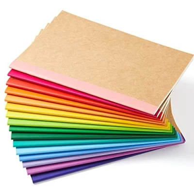 Abbildung von feela Kraft Notizbuch A5 liniert, 16 Notizbücher Set, Notizheft mit Regenbogen Rücken in verschiedenen Farben, 60 Seiten, 21x14cm, Notizblock Set geeignet für Büro &amp; Schule, Kraftpapier, Din