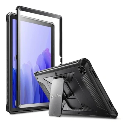 Abbildung von Fintie Hülle für Samsung Galaxy Tab A7 10,4 Zoll 2022/2020, Ganzkörper Rugged Hybrid Stand Schutzhülle mit eingebauter Schutzfolie, Schwarz