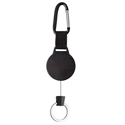 Abbildung von Kuuqa Schlüsselanhänger Ausziehbar Heavy Duty Retractable Schlüsselrolle Schlüsselkette Ausweis JoJo mit 100cm Stahldrahtseil, Schwarz