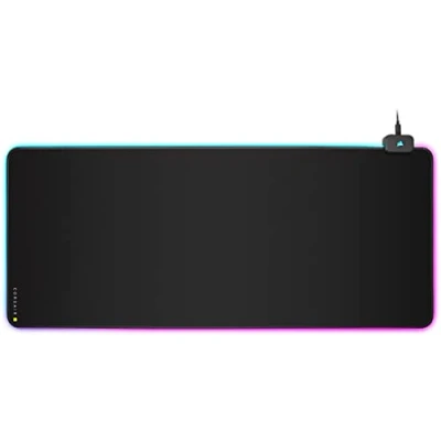 Abbildung von Corsair MM700 RGB Extended Cloth Gaming Mauspad 930mm x 400mm 360 Beleuchtung Zwei USB Port Hub Dickes Gummi Schwarz
