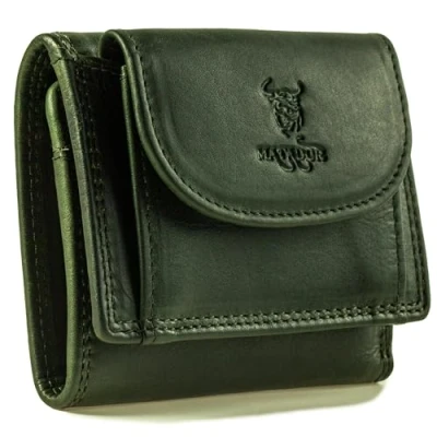 Abbildung von MATADOR Mini Portemonnaie Damen Echt Leder Kleiner Geldbeutel Herren mit TüV Geprüfter RFID Schutz Geldbörse Wallet for Men (Green/GRÜN)