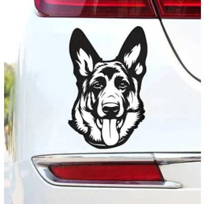 Abbildung von EROSPA® Aufkleber/Sticker KFZ Auto Motorrad Deutscher Schäferhund Dog Car Sticker (Schwarz)