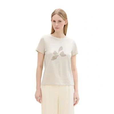 Abbildung von TOM Tailor Kurzarm Tshirt print, Damen, Größe: 42, Beige