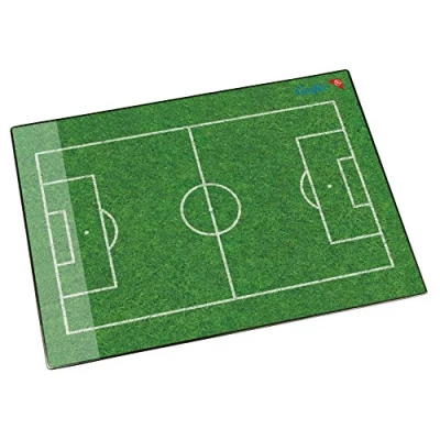 Abbildung von Läufer 46654 Schreibtischunterlage Fußballfeld, 53x40 cm, rutschfeste Schreibunterlage für Kinder, Zubehör Kinderschreibtisch, mit transparenter Seitentasche