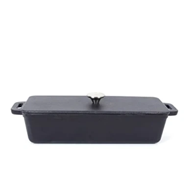 Abbildung von ECHTWERK Brotback/Auflaufform aus Gusseisen, Bräter mit Deckel, Kastenform, Emaille Beschichtung, Für Backöfen,Grill,BBQ Induktion,1,5 L,Ø 28,2 x 12,cm,EW GE 1501, Schwarz