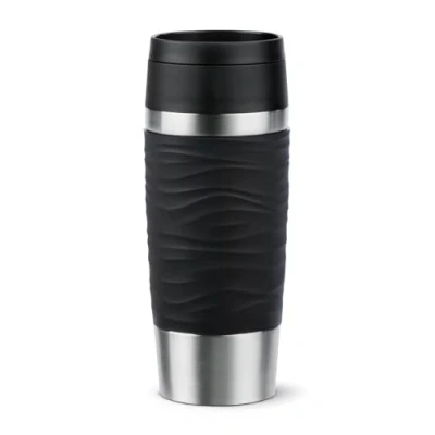 Abbildung von Emsa N20214 Travel Mug Wave Isolierbecher 0,36 Liter , neuer Komfort Schraubverschluss Edelstahl 4h heiß und 8h kalt 100% dicht spülmaschinenfest 360 Trinköffnung Pastellrosa
