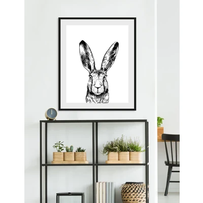 Abbildung von queence Bild »Matias« Hase 1 tlg. HD Premium Poster Druck inkl. Holzrahmen