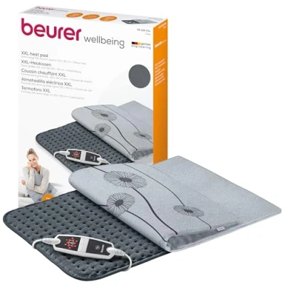 Abbildung von Beurer HK 125 Heizkissen (XXL Format, mit 6 Temperaturstufen, Abschaltautomatik und LED Schalter, maschinenwaschbar), grau, 1 Stück (1er Pack), 60 x 40 cm