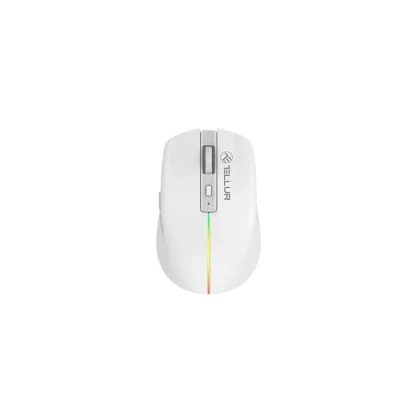 Abbildung von TELLUR Kabellose Maus mit Lautlosem Klicken, Wiederaufladbar USB C, 2,4 GHz Nano Empfänger, Wireless Mouse Silent Click, 1600 DPI, RGB Lichtband, Schlankes und Leichtes Design zum Tragen (Weiß)