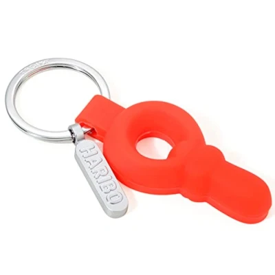Abbildung von Troika Schlüsselanhänger mit Haribo Schnuller Anhänger aus Metall und PVC in der Farbe Silber Rot, HB K04/RD