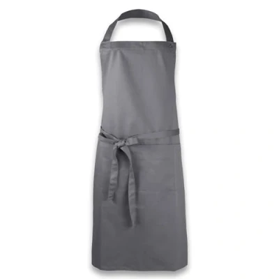 Abbildung von ZOLLNER Kochschürze in grau robuste Grillschürze mit aufgenähten Taschen Baumwolle 75x100 cm Bindebänder waschbar bis 60C Oeko Tex® Zertifiziert