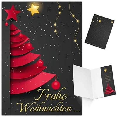 Abbildung von 25er XL Set WEIHNACHTSBAUM Weihnachtskarten zum Aufklappen edle Klappkarten ideal privat &amp; geschäftlich Frohe Weihnachten Karten von BREITENWERK