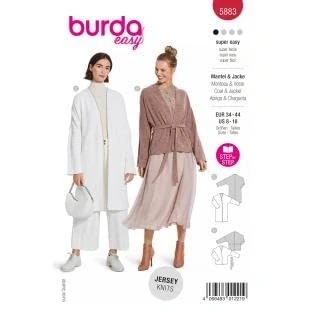 Abbildung von Burda Schnittmuster, 5883, Jacke und Cardigan selber nähen [Damen, Gr. 34 44] Level 1 für Anfänger