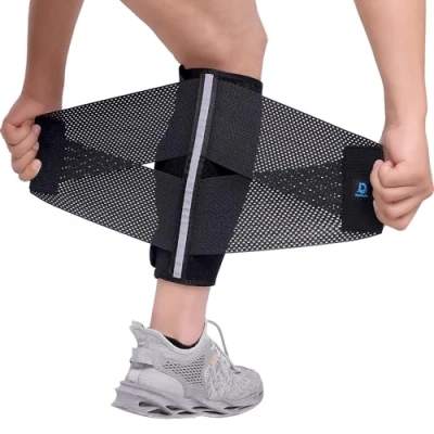Abbildung von Wadenbandage Muskelfaserriss, Kompressionsbandage Waden für Damen &amp; Herren, Verstellbare Wadenstütze mit Gummiband, Krampfadern, Wadenzerrung, Schwellungen, Krämpfe, Wadenschmerzen Linderung S/M