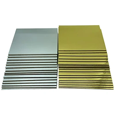 Abbildung von KITCHENDREAM Cake Board Set, Kuchenplatte, Eckig, Gold und Silber, 3 mm dicke Pappe, zum Servieren Transportieren von Kuchen Torten, auch für Party Buffets, 15 Stk. 28x28cm