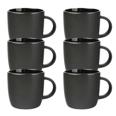 Abbildung von Schramm® Kaffeetassen Set schwarz aus Porzellan wählbar 6 oder 12 Stück 250 ml Kaffeebecherset Kaffeebecher Keramik Tasse mit Henkel 6er 12er Set, Anzahl:6