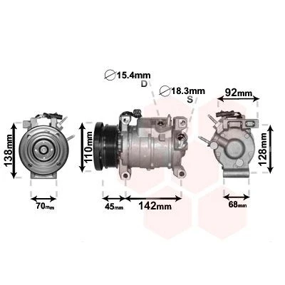 Abbildung von VAN WEZEL 0700K128 Kompressor 10SR17C 12 PAG 46 R 134a CHRYSLER: GRAND 5OYAGER 5
