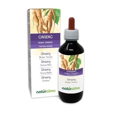 Abbildung von Ginseng (Panax ginseng) Wurzeln Alkoholfreier Urtinktur Naturalma Flüssig Extrakt Tropfen 200 ml Nahrungsergänzungsmittel Veganer