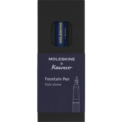 Abbildung von Moleskine x Kaweco Füllfederhalter aus ABS Kunststoff mit Vergoldeter Feder der Größe M für Schriftsteller, Notizenmacher, Inklusive Blauer Tintenpatrone, Farbe Blau