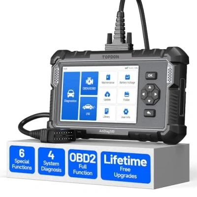 Abbildung von TOPDON ArtiDiag 500 OBD2 Diagnosegerät Auto,4 Systemdiagnose/6 Service Funktionen/10 Funktionen/Auto VIN, KFZ Fehlerauslesegerät für Motor/ABS/SRS/Getriebe, lebenslang Software Update