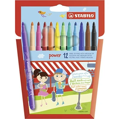 Abbildung von Filzstift STABILO power 12er Pack mit 12 verschiedenen Farben