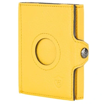 Abbildung von VON HEESEN Airtag Slim Wallet mit RFID Schutz Portmonee Herren klein aus echtem Leder Mini Geldbörse Kreditkartenetui Kartenetui Portemonnaie Geldbeutel (Gelb)