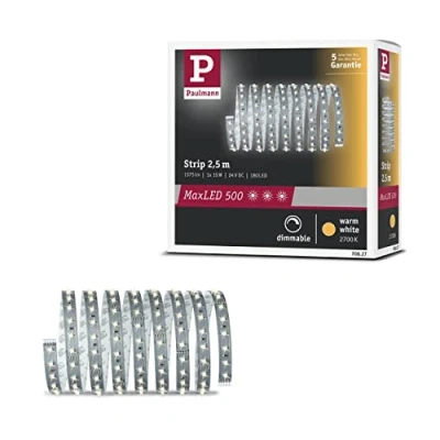 Abbildung von Paulmann 70827 LED Stripe MaxLED 500 2,5m Warmweiß 2700K incl. 1x16 Watt dimmbar Lichtband Silber Lichtstreifen Kunststoff Band 2700 K