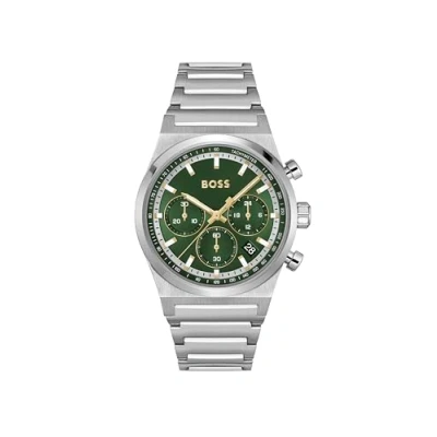 Abbildung von BOSS Candor Uhr silvercoloured/green, Herren, Größe: One Size, Silver coloured/green