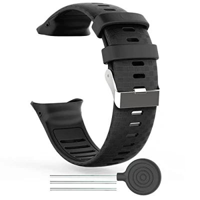 Abbildung von WIIKAI Armband Ersatzarmbänder kompatibel für Polar Vantage V Silikon Ersatz Uhrenarmbänder.(Schwarz)