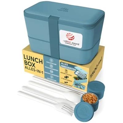 Abbildung von Umami Bento Lunchbox verschachtelbar 1500 ml All in One, Box Erwachsene, Mahlzeit Prep Container für Männer