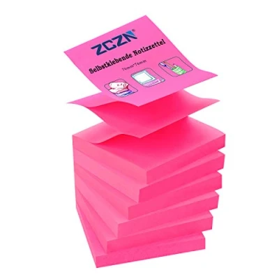 Abbildung von ZCZN Z Notes, 6 Blöcke Selbstklebende Notizen, Klebezettel Von 76 x mm, 80 Blatt pro Block Notizen 480 Fuchsie