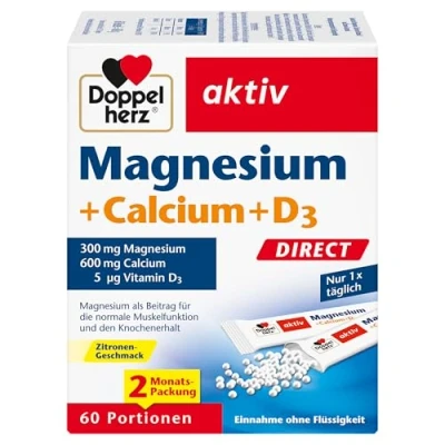 Abbildung von Doppelherz Magnesium + Calcium D3 DIRECT als Beitrag für die normale Muskelfunktion und den Knochenerhalt 60 Portionen Micro Pellets mit Zitronen Geschmack