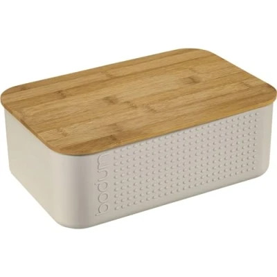 Abbildung von Bodum 11740 913 BISTRO Brotkasten klein, Kunststoff, Holz, Weiss, 19.39 x 29.4 10.7 cm, Weiß